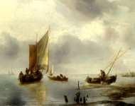 Jan van de Cappelle - A Small Vessel in Light Airs, and Another Ashore